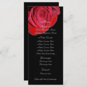 Menu Mariage Rose rouge simple (Devant / Derrière)
