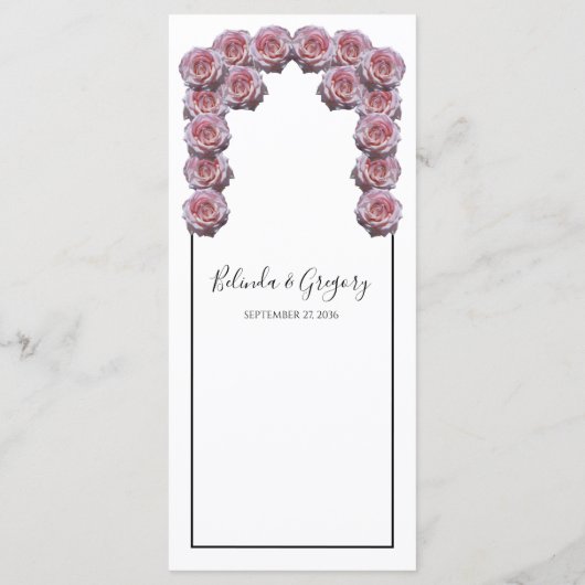 Menu Mariage Rose rustique rose pâle (Dos)