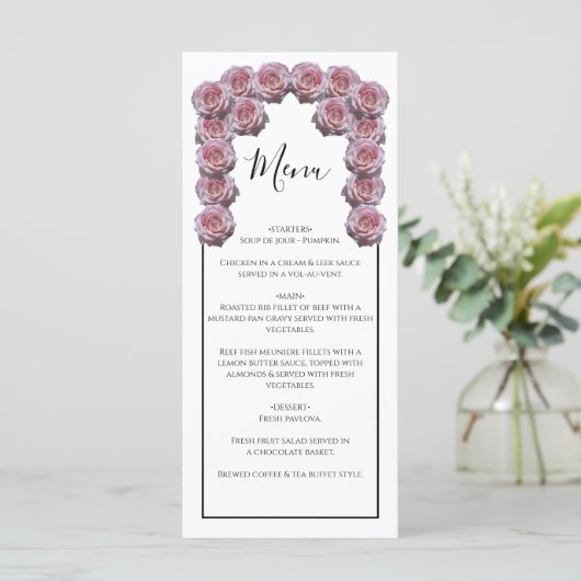 Menu Mariage Rose rustique rose pâle (Debout devant)