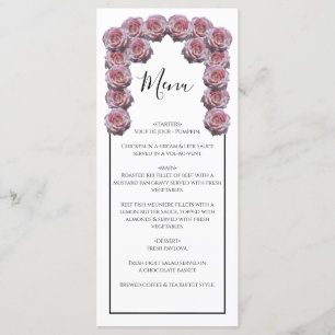 Menu Mariage Rose rustique rose pâle