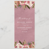 Menu Mariage Rose Sauvage Chic Fleurie (Dos)