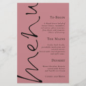 Menu Mariage Rose simple Dusty Script Budget (Devant)