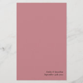 Menu Mariage Rose simple Dusty Script Budget (Dos)