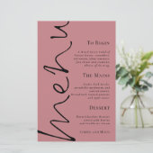 Menu Mariage Rose simple Dusty Script Budget (Debout devant)