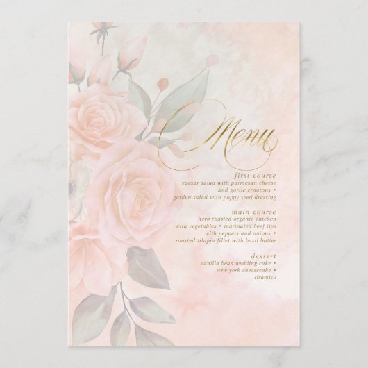 Menu Mariage Rose soft Blush ID828 (Devant)