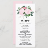 Menu Mariage Rose Sweet Pink Watercolor (Devant / Derrière)
