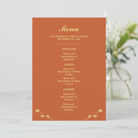 Menu Mariage Rose Terracotta (Debout devant)
