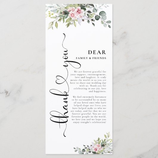 Menu Mariage Rose vert (Dos)