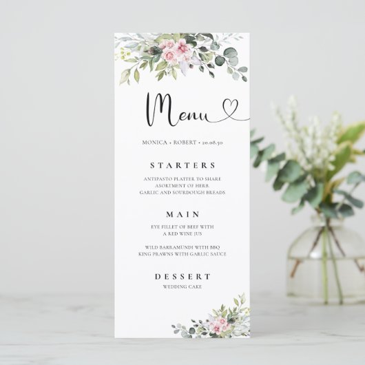 Menu Mariage Rose vert (Debout devant)