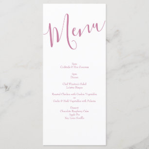 Menu Mariage rose Vintage