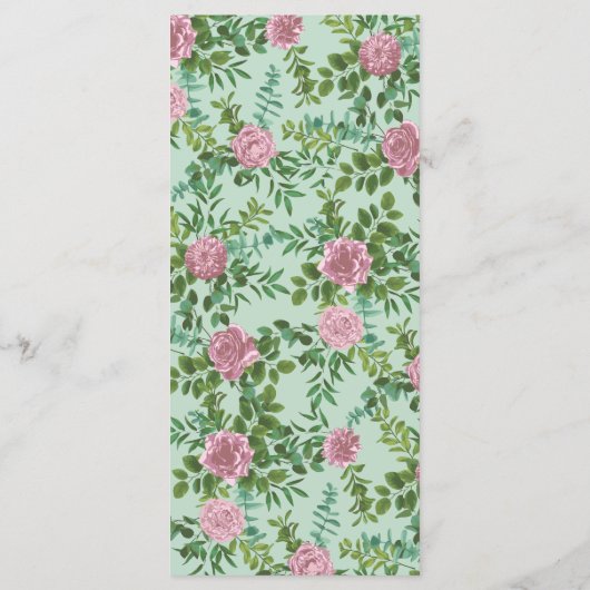 Menu Mariage rose Vintage (Dos)