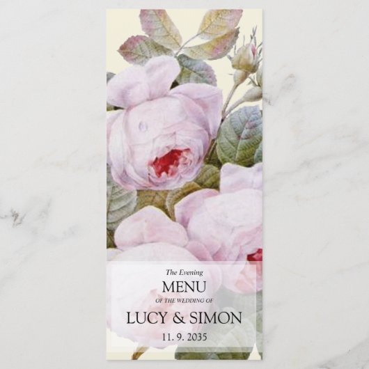 Menu Mariage Rose vintage (Dos)