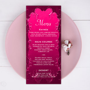 Menu Mariage rose vintage et romantique
