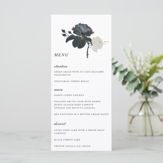 Menu Mariage Roses noires et blanches (Debout devant)