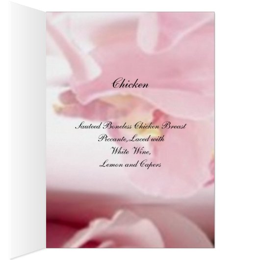 Menu mariage Roses roses (Intérieur (Droit))