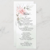 Menu Mariage Roses vertes et roses pastel (Devant / Derrière)