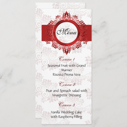 menu mariage rouge (Devant / Derrière)