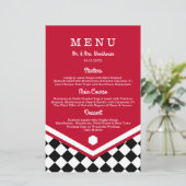 Menu Mariage rouge avec Motif À damiers noir (Debout devant)