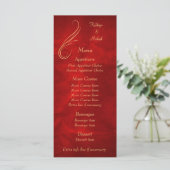 Menu Mariage rouge brillant Gold Swirl (Debout devant)