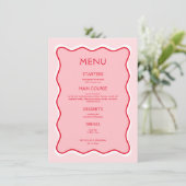 Menu Mariage rouge et rose de trame rétro (Debout devant)