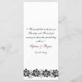 menu Mariage rouge floral (Dos)