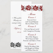 menu Mariage rouge floral (Devant / Derrière)