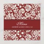 Menu mariage Rouge Floral Damask (Dos)
