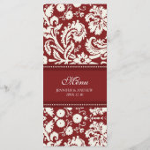 Menu mariage Rouge Floral Damask (Dos)