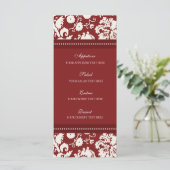 Menu mariage Rouge Floral Damask (Debout devant)