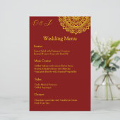 Menu mariage rouge mandala or (Debout devant)