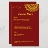 Menu mariage rouge mandala or (Devant / Derrière)