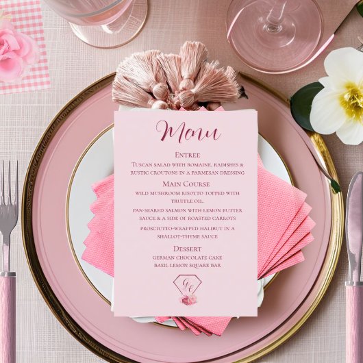 Menu Mariage rouge rose et rouge pourpre