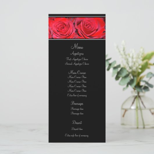 Menu Mariage Rouge Rose Noir Argent (Debout devant)
