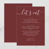 Menu Mariage Rouge Vin Profond | Soirée Romantique Mode (Devant / Derrière)