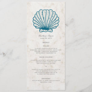 Menu Mariage Royal Blue Rustic Seashell