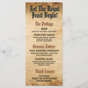 Menu Mariage royal de la Renaissance médiévale