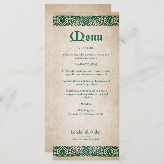 Menu Mariage royal de l'épée (Devant / Derrière)