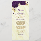 Menu mariage royal royal violet or fleuri (Devant)