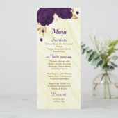 Menu mariage royal royal violet or fleuri (Debout devant)