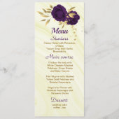 Menu mariage royal royal violet or fleuri (Devant)