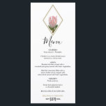 Menu Mariage Russe King Protea<br><div class="desc">Cette décoration est composée d'une fleur King Protea rustique rose. La fleur King Protea avec ses feuilles verts est élégamment encadrée d'un cadre couleur diamant doré. La fleur King Protea et sa verdure créent une atmosphère rustique fleurie de jardin de campagne. Carte de menu Rustique mariage avec des éléments modernes...</div>