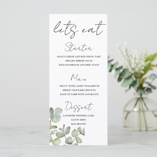 Menu Mariage Russe Sage Green Eucalyptus (Debout devant)