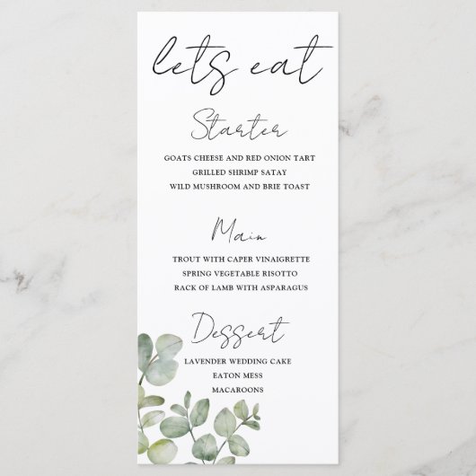 Menu Mariage Russe Sage Green Eucalyptus (Devant)
