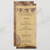 Menu Mariage Rustic Barn Wood (Devant / Derrière)