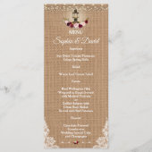 Menu Mariage Rustic Lace Burlap String Lights (Devant)