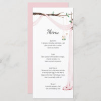 Menu Mariage Rustic Pink Drape Tree Branch