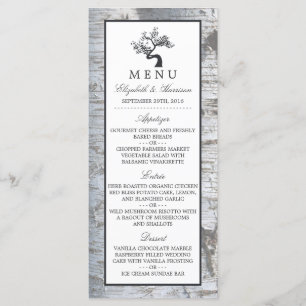 Menu Mariage Rustic Silver Birch Tree
