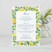 Menu Mariage rustique au citron et au feuillage (Debout devant)