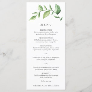 Menu Mariage rustique avec une végétation simple et élé