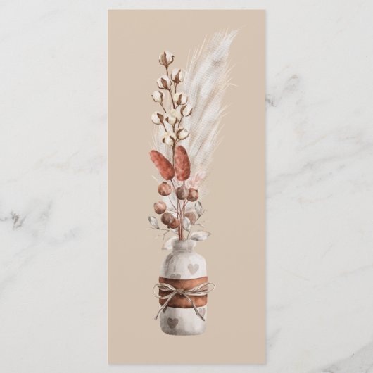 Menu Mariage Rustique Boho Pampas Grass Overlay Me (Dos)